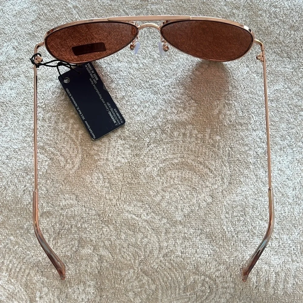 Brand New Rachel Roy Aviator Sunglasses Mirrored Rose Gold Tone Rimless